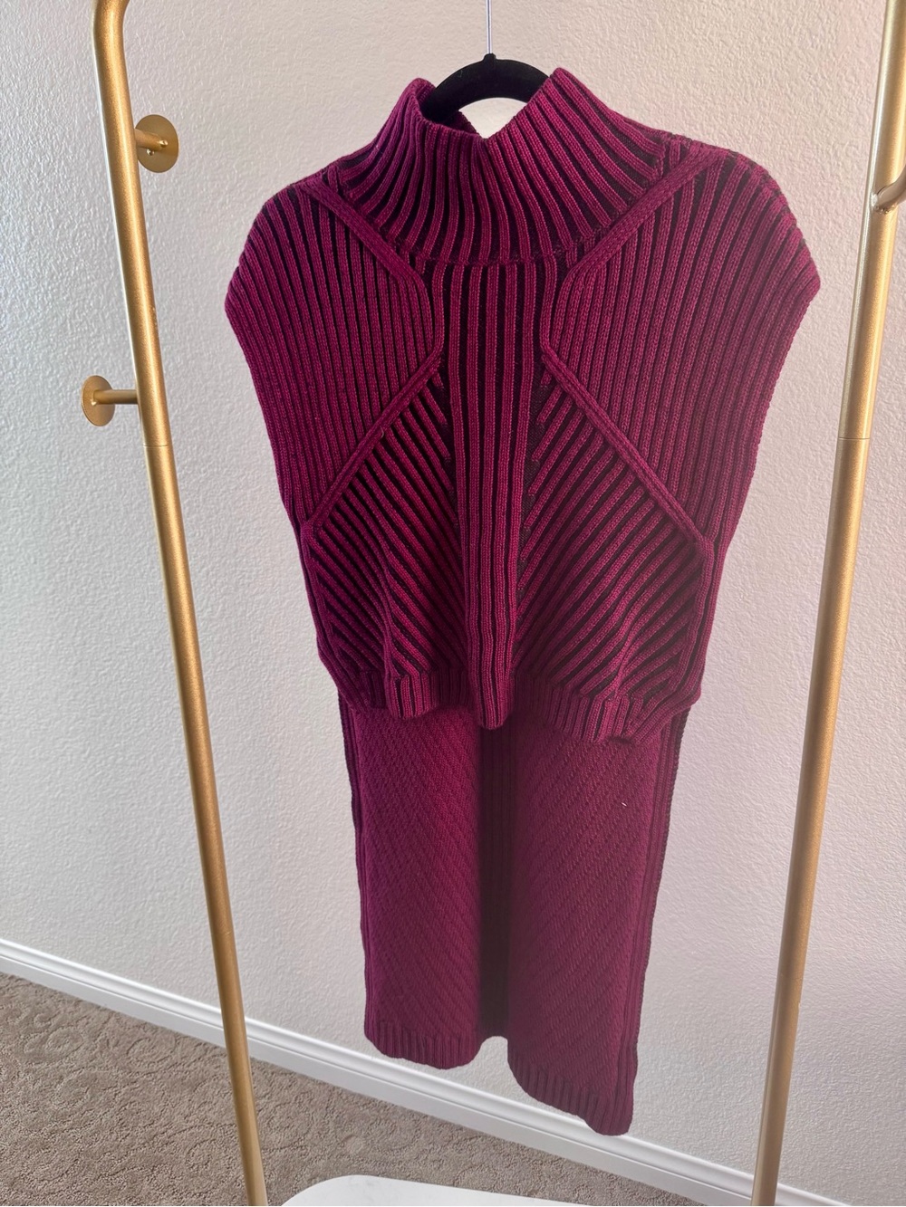 BCBGMaxAzria Ribbed Turtleneck Sweater in Berry Plum